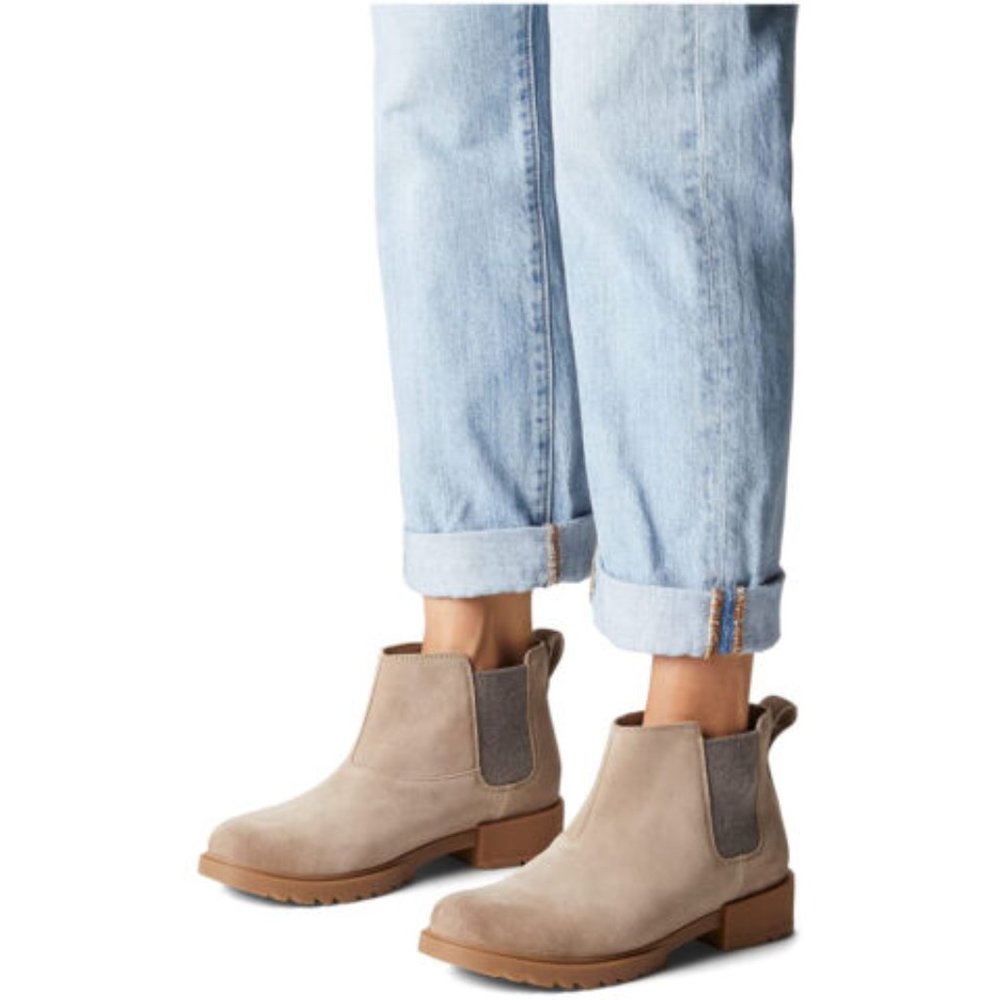 Brand New SOREL Women's Emelie 2 Chelsea Waterproof Taupe Leather Boots - Picture 4 of 7